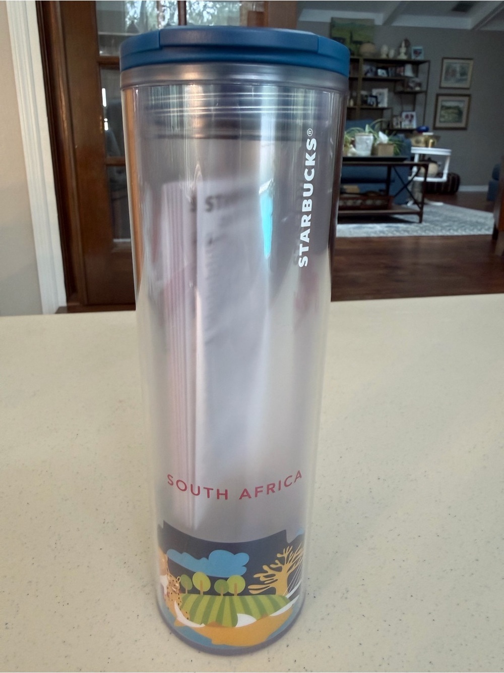 ⭐️Starbucks⭐️ South Africa Tumbler with Blue Lid and Colorful Base Graphics NWT
